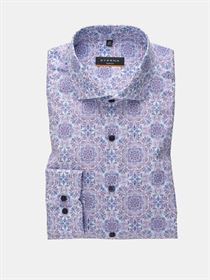 Eterna blå skjorte med print mønster og mørke knapper. Slim Fit 3301 16 F082